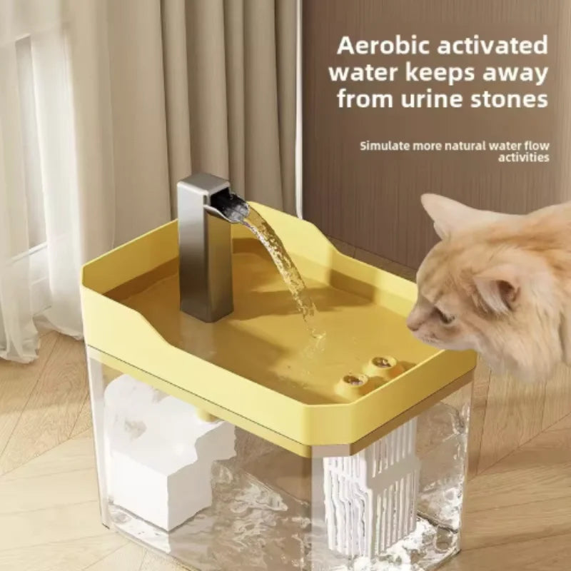 Automatic Cat Water Fountain with Transparent Water Tank, Recirculating Filtration & Dry-Run Protection
