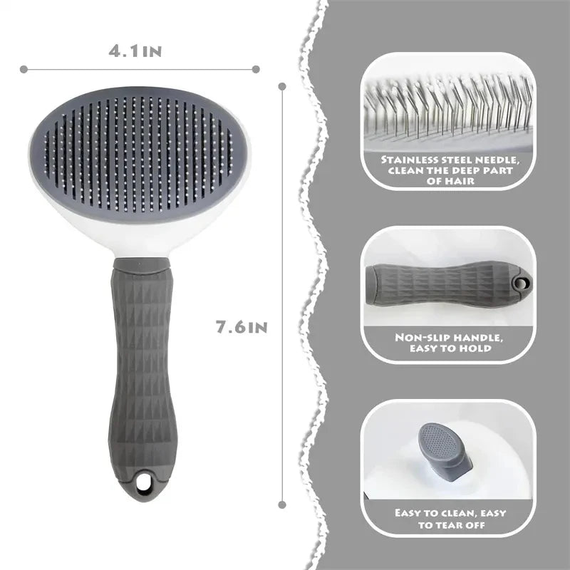 Self-Cleaning Slicker Brush for Dogs & Cats – Pet Grooming Brush for Shedding, Detangling & Everyday Coat Care