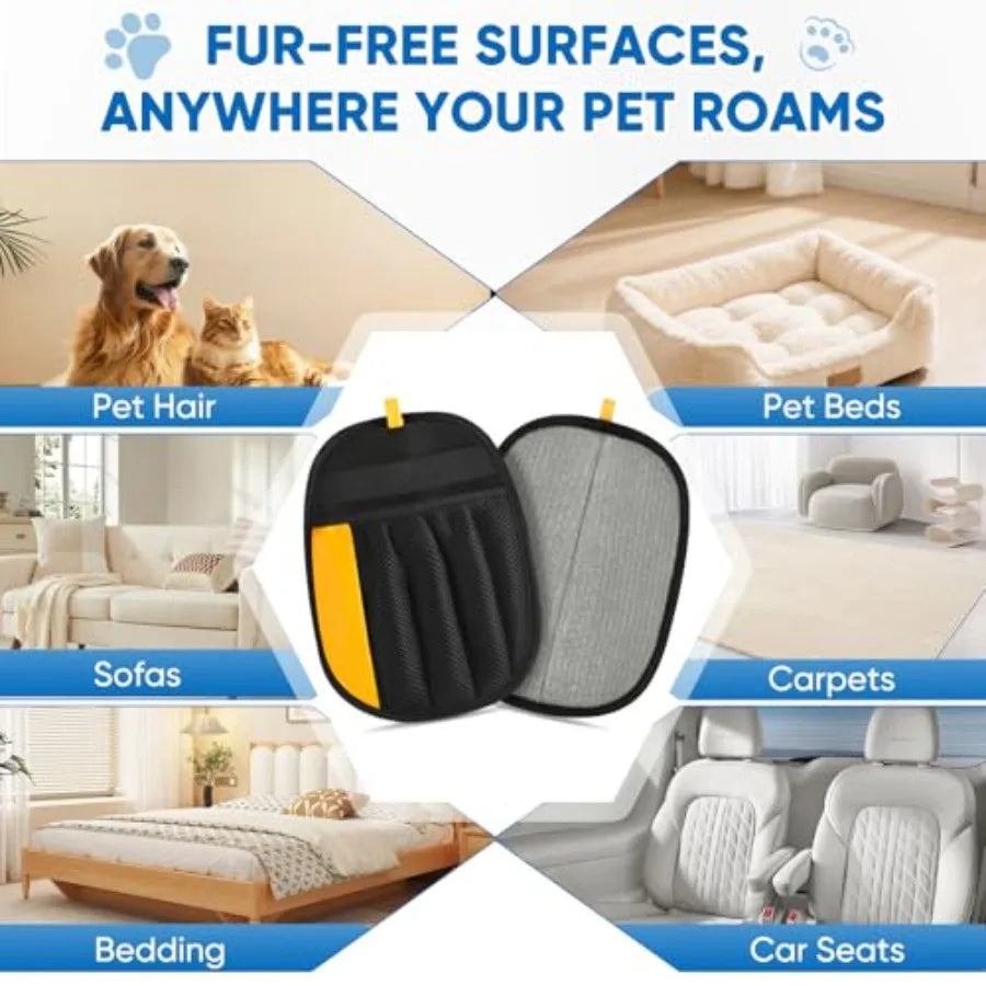 Reusable 5-Finger Pet Hair Removal Glove for Dogs & Cats – Lint Remover Grooming Glove for Furniture, Clothing & Carpets