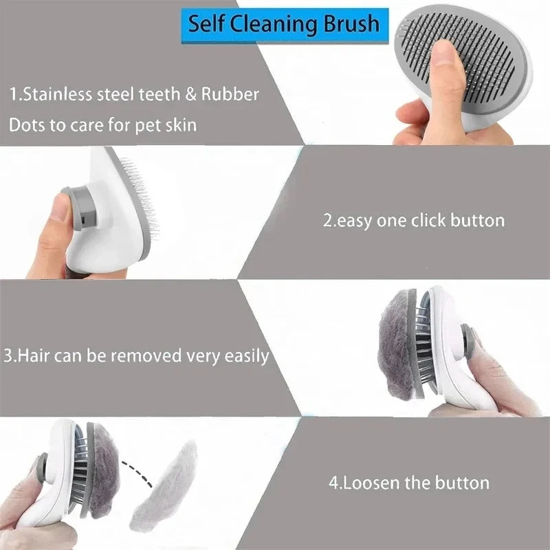 Self-Cleaning Slicker Brush for Dogs & Cats – Pet Grooming Brush for Shedding, Detangling & Everyday Coat Care