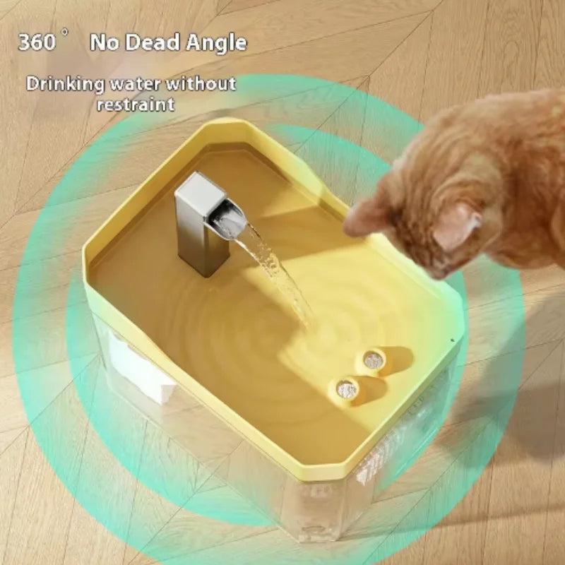 Automatic Cat Water Fountain with Transparent Water Tank, Recirculating Filtration & Dry-Run Protection