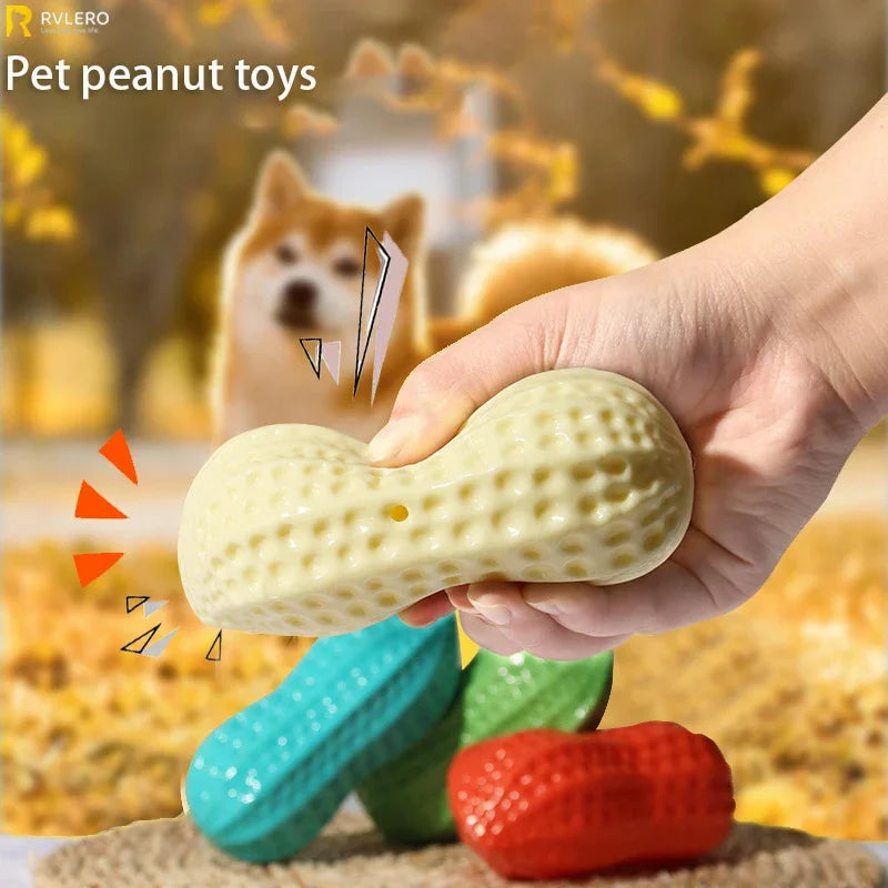Peanut-Shaped Squeaky Dog Chew Toy – Durable Rubber Toy for Interactive Play & Dental Care
