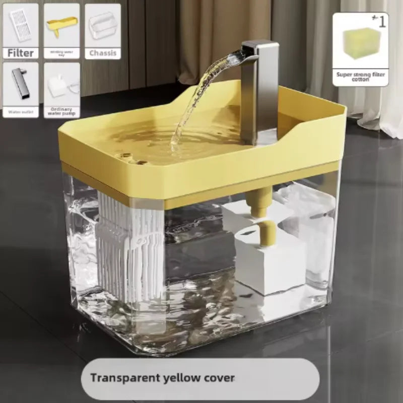 Automatic Cat Water Fountain with Transparent Water Tank, Recirculating Filtration & Dry-Run Protection