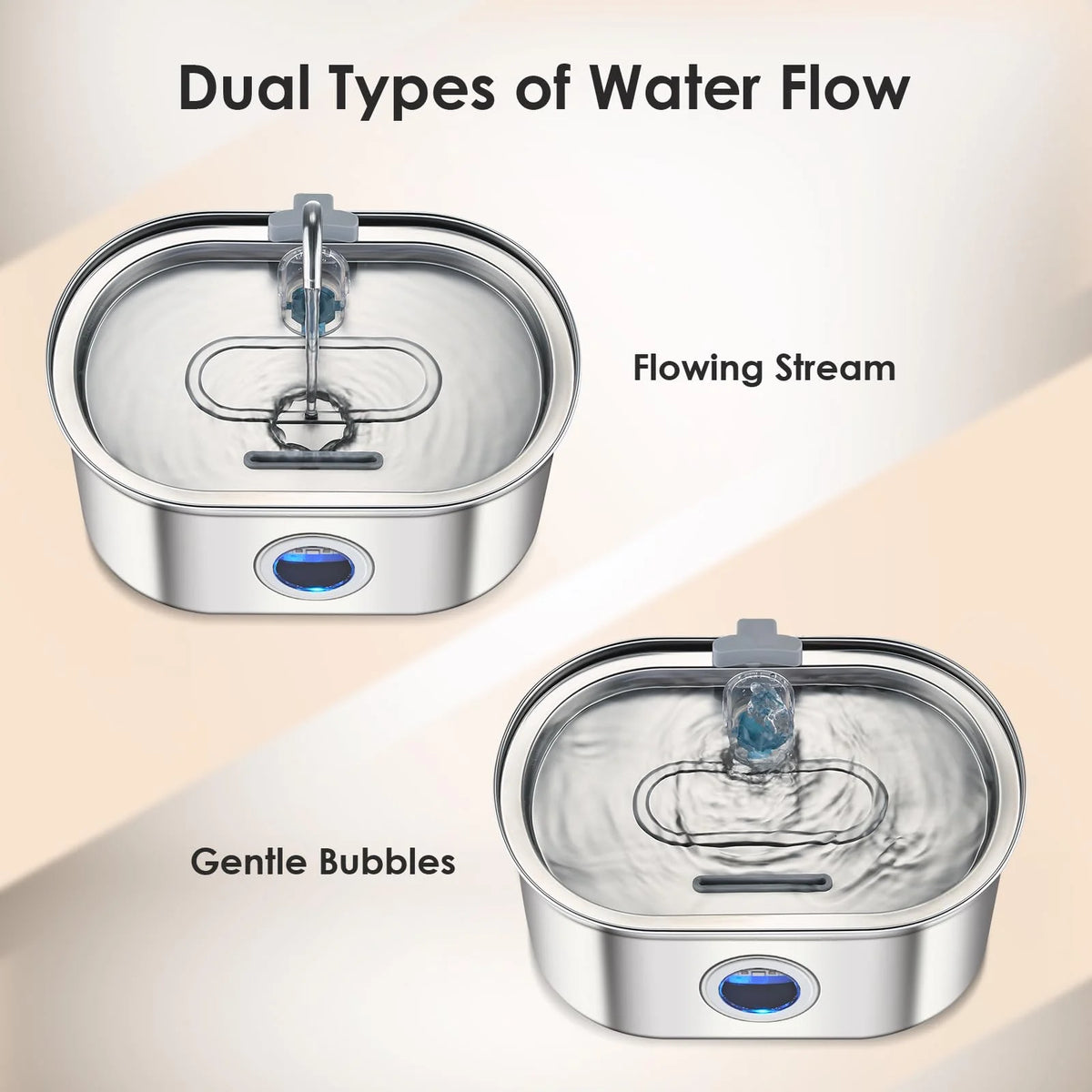 Premium 3.2L Stainless Steel Pet Water Fountain with Visible Water Level Window
