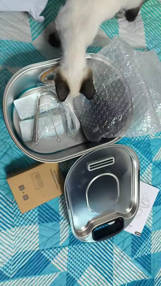 3.2L Stainless Steel Pet Water Fountain – Wireless Automatic Water Fountain for Cats & Dogs — customer photo 2