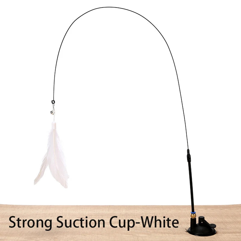 Interactive Cat Teaser Wand Toy with Suction Cup – Hands-Free Feather Toy for Cats & Kittens