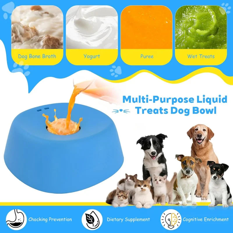 Slow Feeder Dog Bowl with Lick Mat – Non-Slip Feeding Bowl for Healthy Digestion, Liquid Treats, Bone Broth & Yogurt (3/4 Cup)