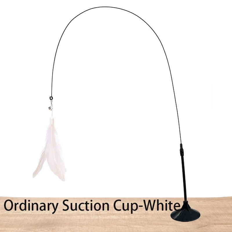 Interactive Cat Teaser Wand Toy with Suction Cup – Hands-Free Feather Toy for Cats & Kittens