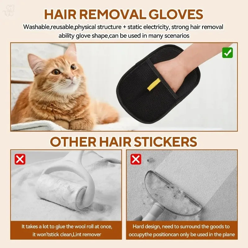 Reusable Pet Hair Remover Glove – Washable Lint Cleaning Glove for Clothing, Furniture & Car Seats