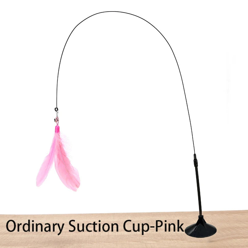 Interactive Cat Teaser Wand Toy with Suction Cup – Hands-Free Feather Toy for Cats & Kittens