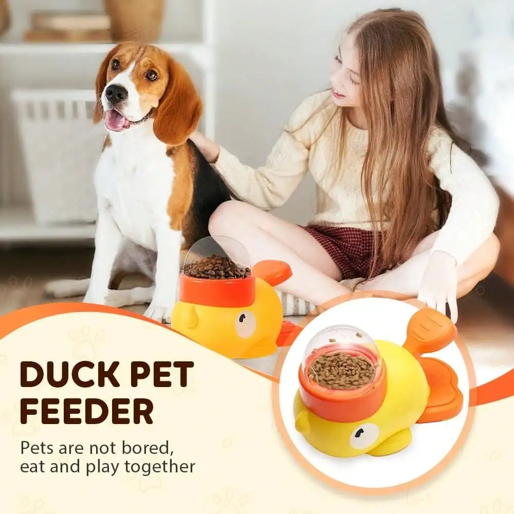 2-in-1 Interactive Slow Feeder Bowl for Dogs – Duck-Shaped Treat Dispenser & Puzzle Toy for Healthy Eating and Mental Stimulation
