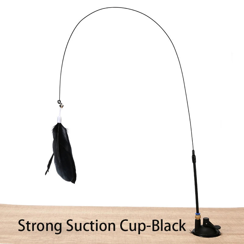 Interactive Cat Teaser Wand Toy with Suction Cup – Hands-Free Feather Toy for Cats & Kittens