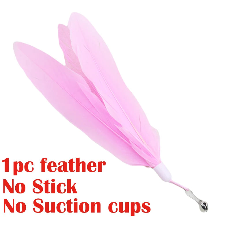 Interactive Cat Teaser Wand Toy with Suction Cup – Hands-Free Feather Toy for Cats & Kittens