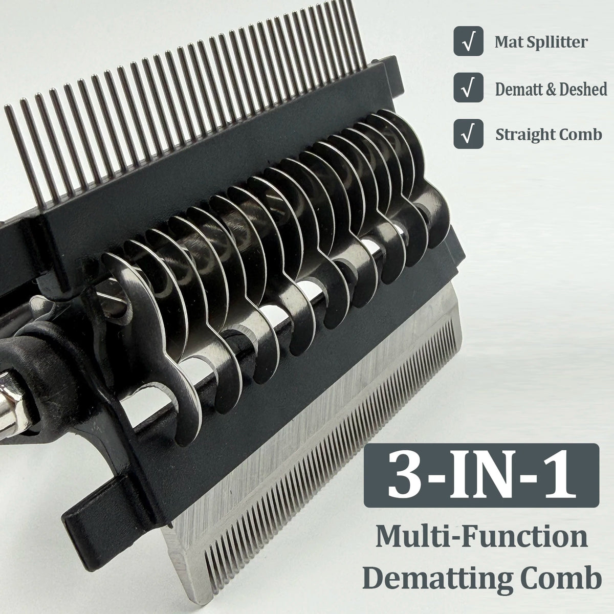 3-in-1 Pet Grooming Brush for Dogs & Cats – Double-Sided Deshedding & Dematting Comb with Stainless Steel Teeth
