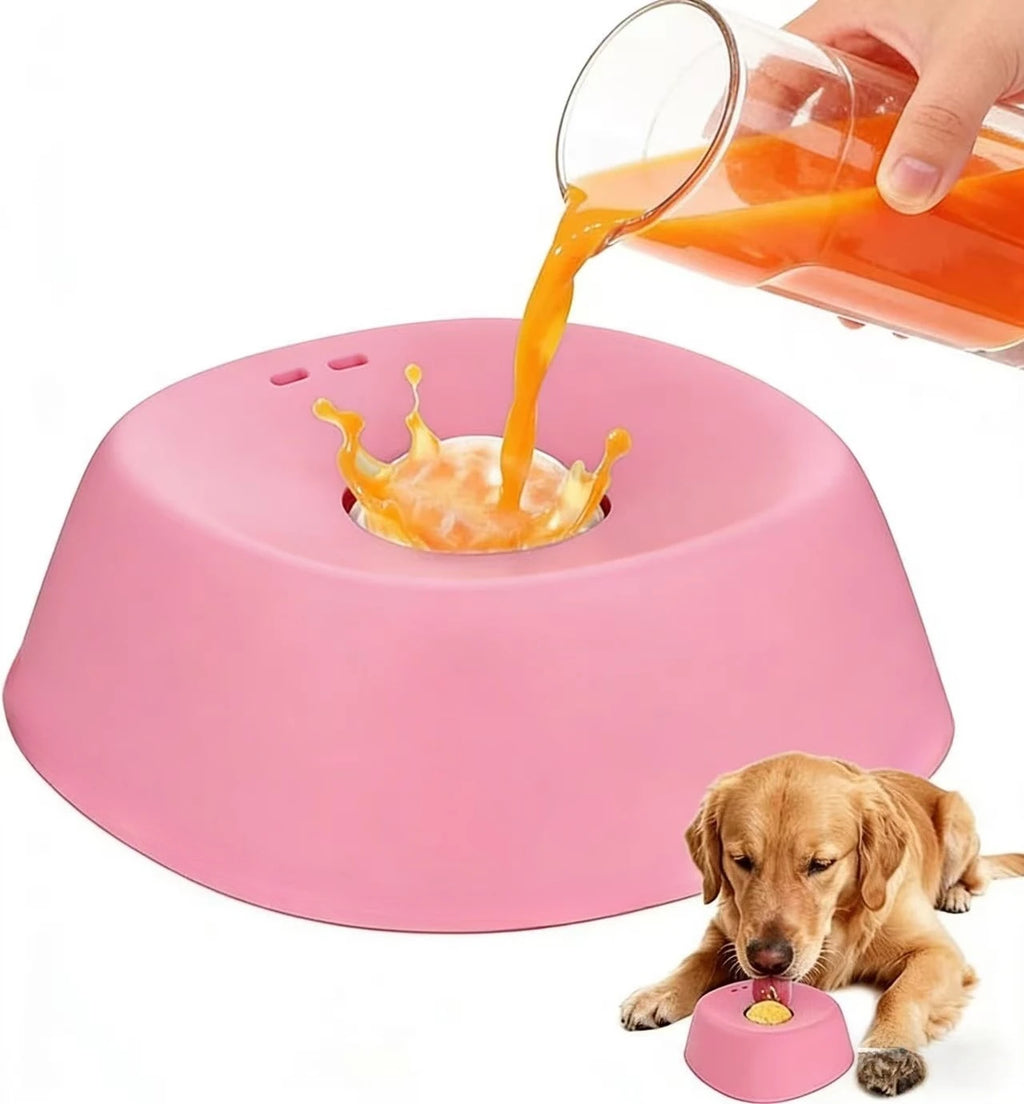 Slow Feeder Dog Bowl with Lick Mat – Non-Slip Feeding Bowl for Healthy Digestion, Liquid Treats, Bone Broth & Yogurt (3/4 Cup)