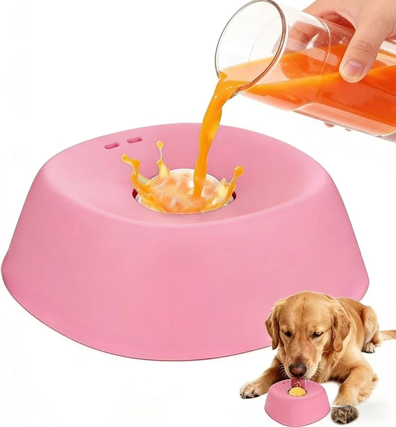 Slow Feeder Dog Bowl with Lick Mat – Non-Slip Feeding Bowl for Healthy Digestion, Liquid Treats, Bone Broth & Yogurt (3/4 Cup)