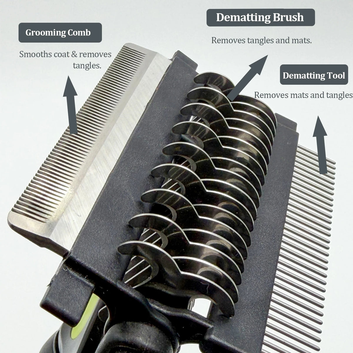 3-in-1 Pet Grooming Brush for Dogs & Cats – Double-Sided Deshedding & Dematting Comb with Stainless Steel Teeth