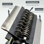 3 in 1 Pet Grooming Hair Brush Dog Deshedding Remover Double Sided Shedding Comb with Stainless Steel Teeth Fur Knot Cutter