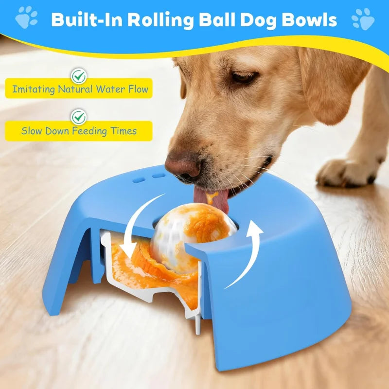 Slow Feeder Dog Bowl with Lick Mat – Non-Slip Feeding Bowl for Healthy Digestion, Liquid Treats, Bone Broth & Yogurt (3/4 Cup)