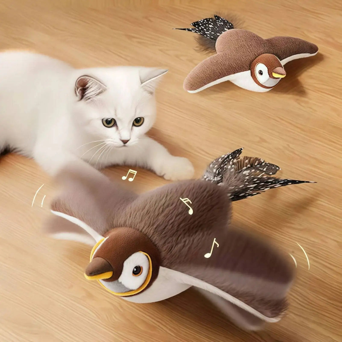 Rechargeable Interactive Chirping & Flapping Bird Toy for Cats & Small Dogs | Touch-Activated Plush Hunting Toy