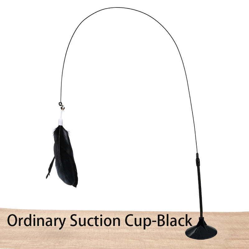 Interactive Cat Teaser Wand Toy with Suction Cup – Hands-Free Feather Toy for Cats & Kittens