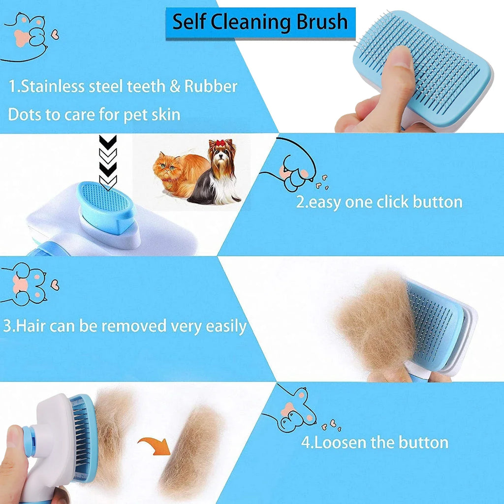Pet Deshedding Brush for Dogs & Cats – Grooming Comb for Long Hair, Removes Loose Fur & Gently Detangles