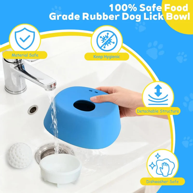Slow Feeder Dog Bowl with Lick Mat – Non-Slip Feeding Bowl for Healthy Digestion, Liquid Treats, Bone Broth & Yogurt (3/4 Cup)
