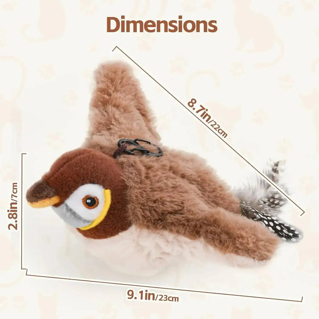 Rechargeable Interactive Chirping & Flapping Bird Toy for Cats & Small Dogs | Touch-Activated Plush Hunting Toy