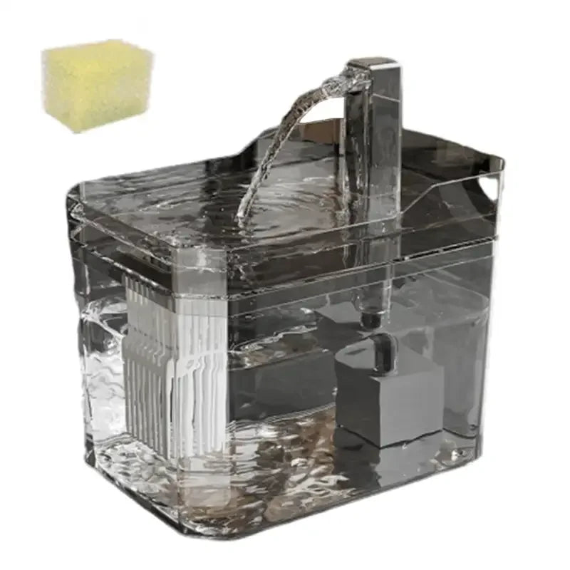 Automatic Cat Water Fountain with Transparent Water Tank, Recirculating Filtration & Dry-Run Protection