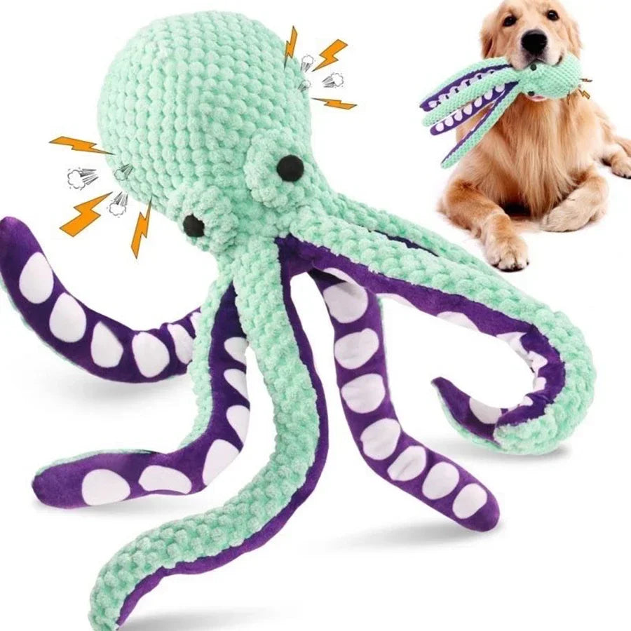 Interactive Octopus Plush Dog Toy – Squeaky, Durable & Soft Chew Toy for Small, Medium & Large Dogs