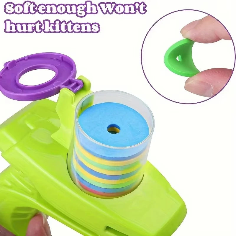 Interactive Turnip Cat Toy Launcher with 15 Reusable Foam Discs – Indoor Hunting Toy for Cats
