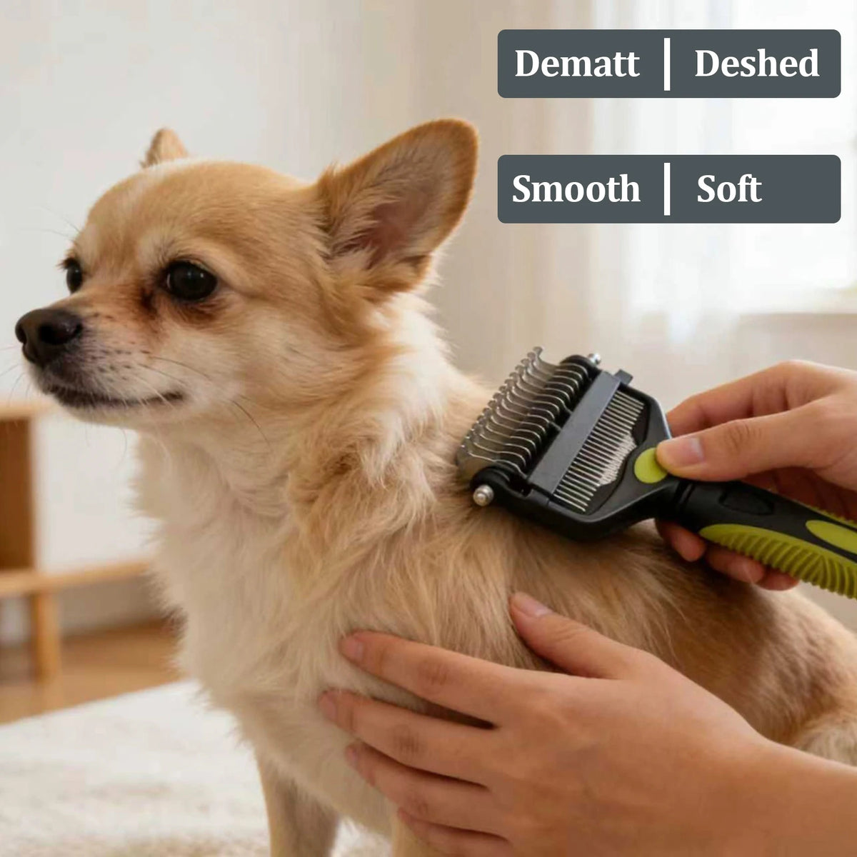 3-in-1 Pet Grooming Brush for Dogs & Cats – Double-Sided Deshedding & Dematting Comb with Stainless Steel Teeth