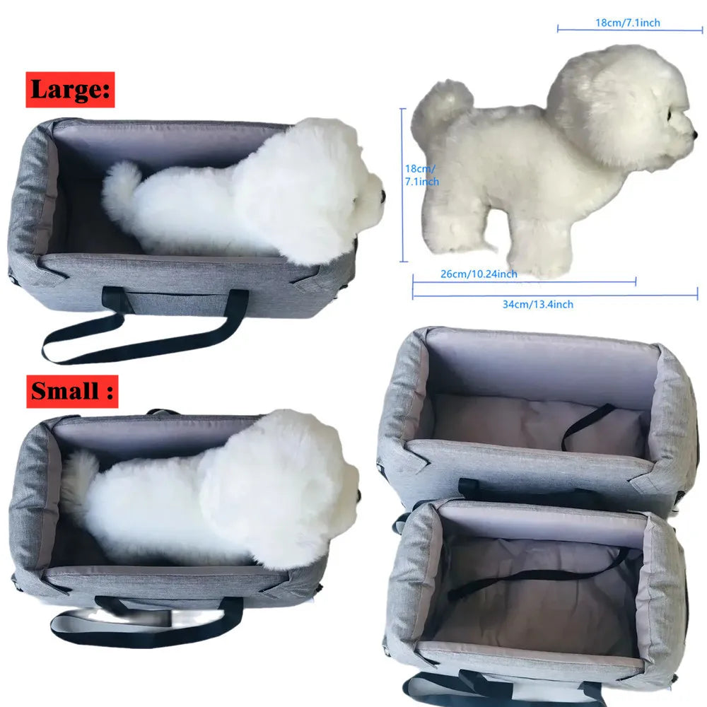 Portable Console Booster Car Seat & Travel Carrier for Small Dogs & Cats