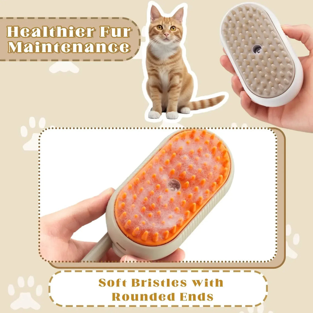 3-in-1 Pet Spray Grooming Brush for Dogs & Cats – Self-Cleaning Deshedding Brush with Fine Mist Spray & Massage Comb